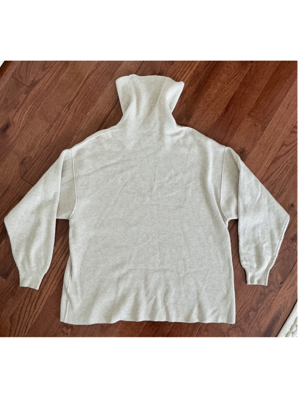 Women's Free People Beige Oversized Ribbed Turtleneck Sweater - Small - Picture 3 of 4